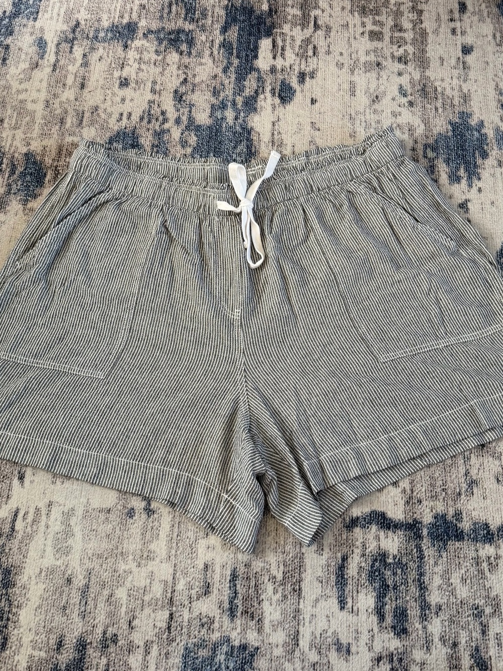 Lane Bryant Black & White Striped Drawstring Shorts